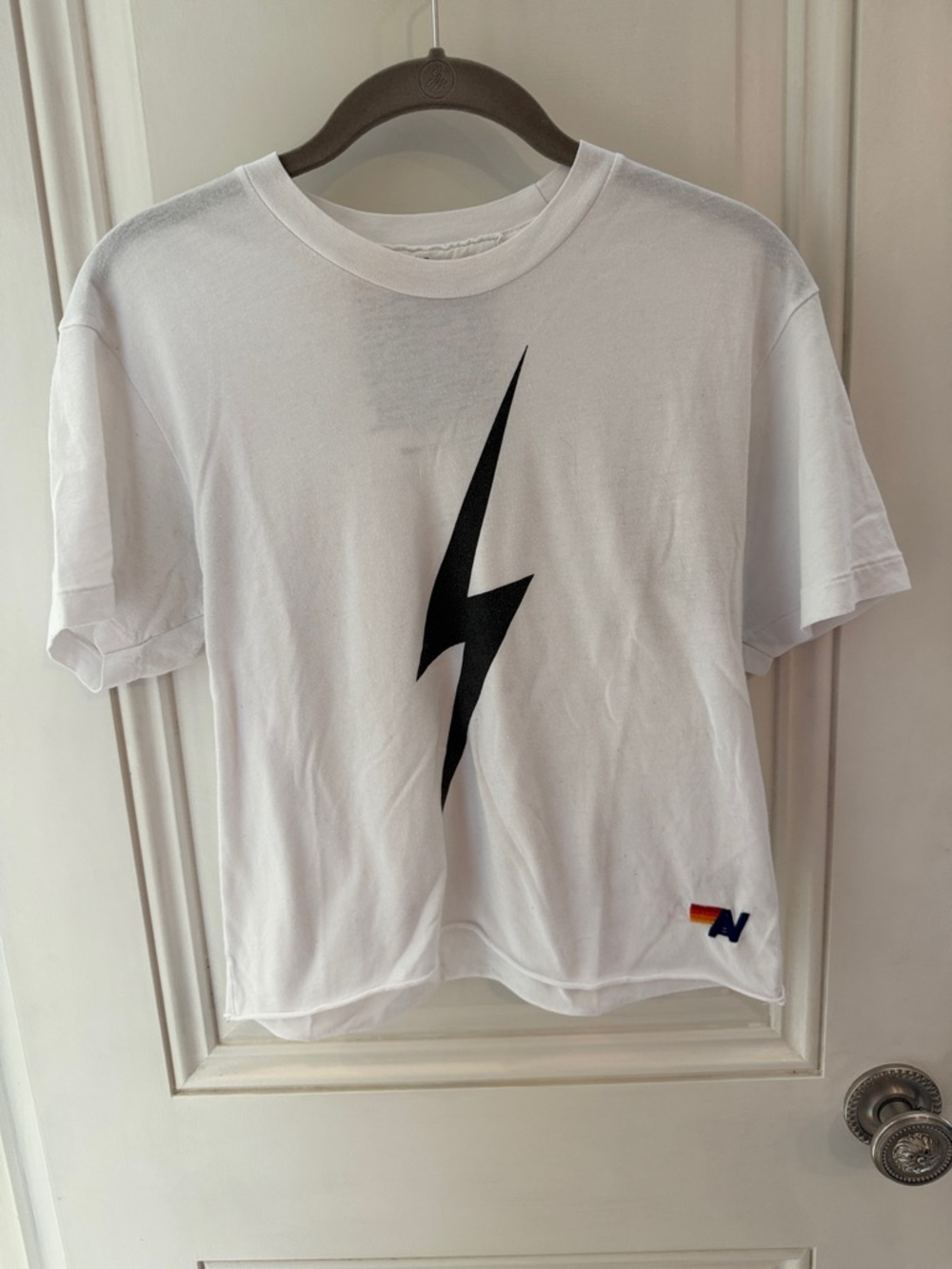 Aviator Nation White Lightning Bolt Short Sleeve Tee